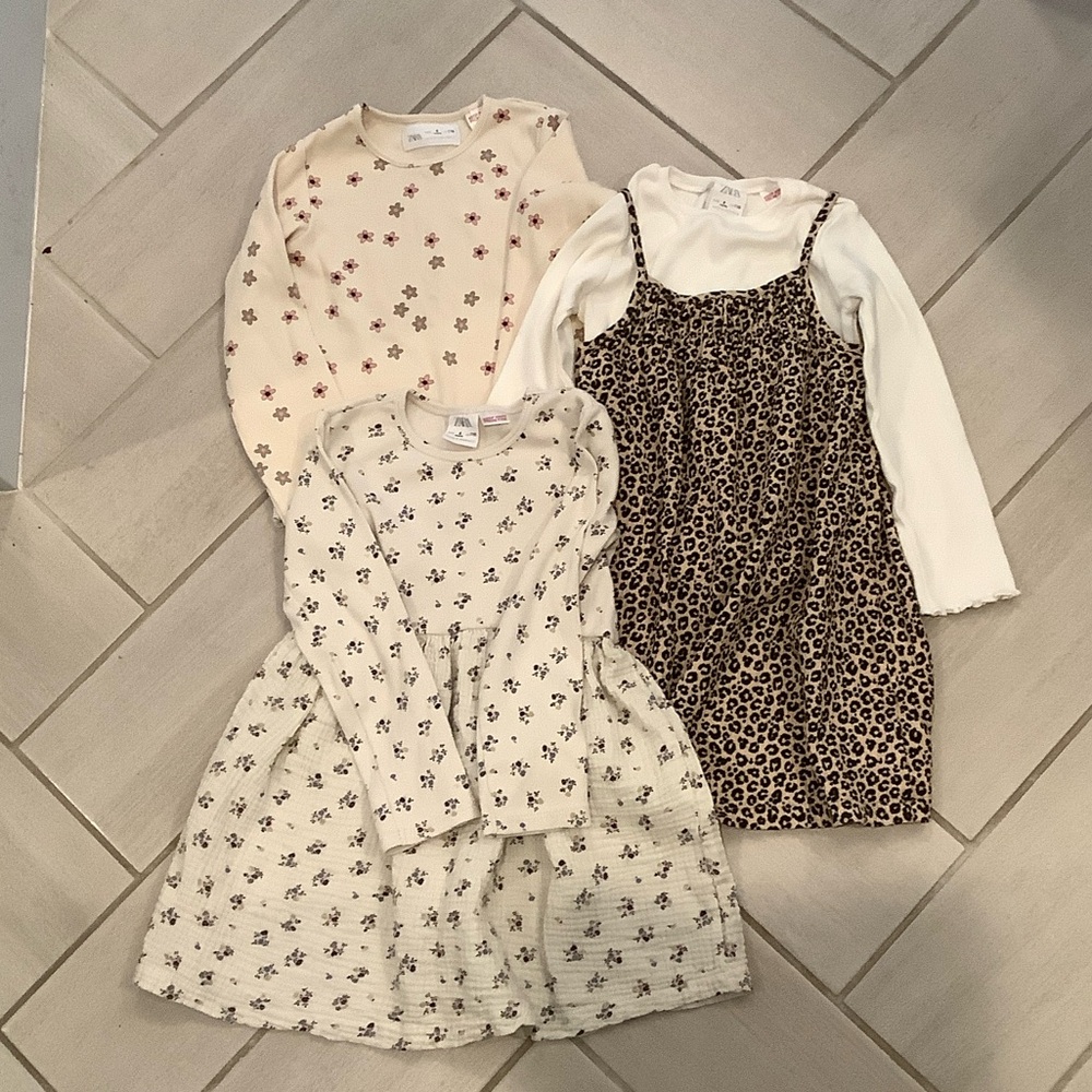 Zara Kids Cream and Brown Dress Trio